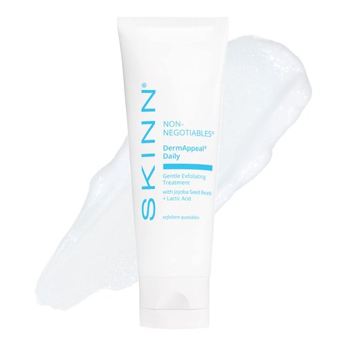 Gentle Exfoliating Face Scrub, Dermappeal Daily by SKINN - Anti-Aging Facial Treatment Exfoliator for Sensitive Skin with Jojoba Seed Beads & Lactic Acid, Smooths Wrinkles & Fine Lines