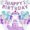 SKJIAYEE Mermaid Birthday Decorations Kit - Contain 20 Mermaid Latex Balloons, Mermaid Crown, Mermaid Banner, Mermaid Cake Topper, Mermaid Sash, Great for Girls Mermaid Theme Birthday Party Supplies