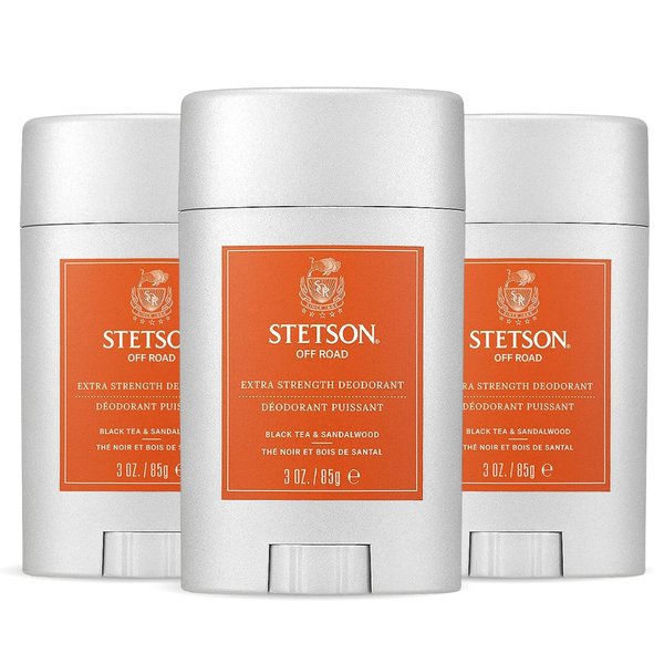 Stetson Personal Care Extra Strength Deodorant by Scent Beauty - Gel Men's Deodorant Stick for Grooming Kit - 3 oz - 3 Pack - Off-Road