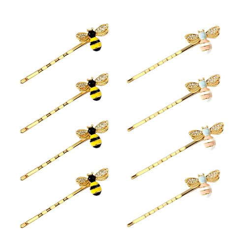 10 Pcs Cute Bee Metal Hairpin Side Hair Clips Honeybee Bobby Pins Hair Accessories for Wedding Party Bride Women Girls