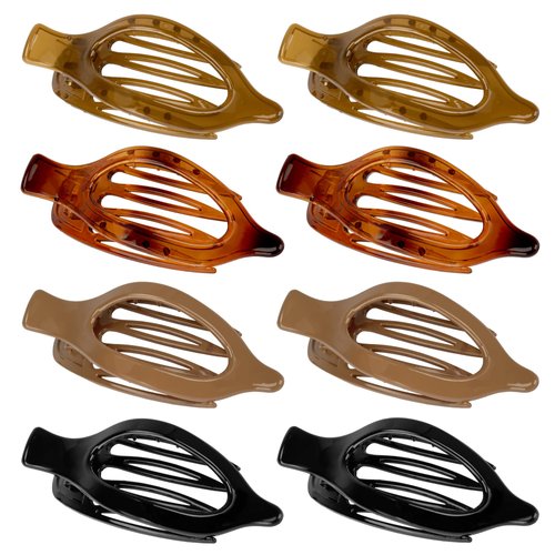 Gift4U Flat Hair Clips for Women, 8 Pack French Concord Claw Clips for Thick Thin Curly Hair, Strong Hold No Slip Grip Hair Claw Clips, Neutral Colors F