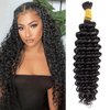 Human Braiding Hair 1 Bundle 100g Deep Water Wave Bulk Human Hair for Braiding No Weft 10A Brazilian Virgin Curly Human Hair Extensions for Boho Braids Wet and Wavy (Natural Black, 16Inch)
