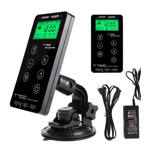 Dragoart T700 Tattoo Power Supply 3-18v Professional Tattoo Power Supply Box for Coil & Rotary Tattoo Machine, 6 Preset Voltages/Liner Shader Switch/2 Foot Pedal Modes/Touch Screen/Adjustable Stand