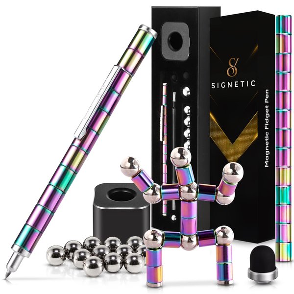 SIGNETIC Magnetic Fidget Pen - Magnetic Balls for Stress - Desk Toys with Magnet Balls - Fidget Pen for Adults – Magnet Pen with Magnetic Beads for Unique Creations – Magnet balls
