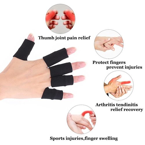 Finger Support Compression Sleeves (30Pcs), Breathable Thumb Support Brace Splint Arthritis Sleeve for Finger Joint Pain Relief, Comfortable Finger Protector for Triggger Finger Sports Aid Support