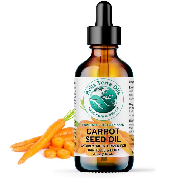 Bella Terra Oils - Organic Carrot Seed Oil 4 oz - Dive into Carotene's Natural Power, High in Essential Fatty Acids, Experience Luxurious Skin Nourishment