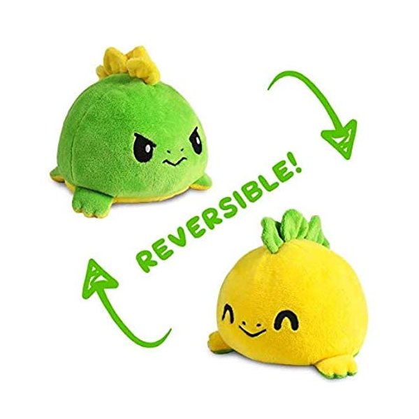 TeeTurtle - The Original Reversible Dinosaur Plushie - Green + Yellow Stegosaurus - Cute Sensory Fidget Stuffed Animals That Show Your Mood