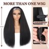 Guree Hair 26 Inch Kinky Straight Headband Wigs for Black Women Long Yaki Straight Wig with Hair Band Wear And Go Glueless Wig None Lace Front Synthetic Wig For Daily Party Use
