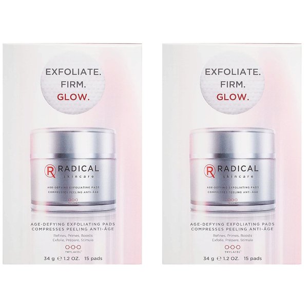 Radical Skincare Age Defying Exfoliating Pads Removes Dead Skin, Evens and Brightens Skin Tone for Radiant Glow | For All Skin Types Including Sensitive Skin | Paraben & Cruelty Free (15 Pads, 2 Pack)