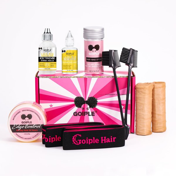 Wig Glue for Lace Front Wigs Lace Glue for Wig, Strong Hold Lace Glue for Lace Front Wig Lace Adhesive Hair Replacement with Remover, Wig Band, Hair Wax Stick, Edge Control Wig Installation Kit(10pcs)