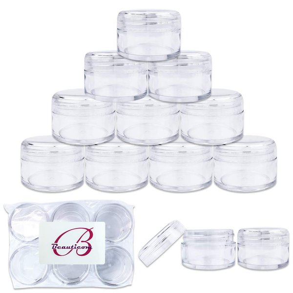 Beauticom 20G/20ML Round Clear Jars with Screw Cap Lids for Herbs, Spices, Loose Leaf Teas, Coffee and Other Foods - BPA Free (Quantity: 20 Pieces)