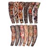 Kirozanny 12pcs Art Fake Temporary Tattoo Sun Protection Compression Arm Sleeves Temporary Tattoo Arm Sleeves(random color)