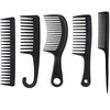 5 pcs Hair Comb Set Wide Tooth Comb for Detangling Fine Tooth Rat Tail Comb for Styling Shower Comb with Hook Women Men (Black)