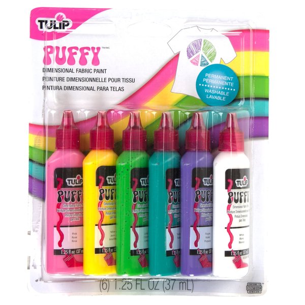 TULIP 17581 Dimensional Metallic Fabric Paint, 6-Pack (Puffy)