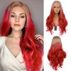 FUHSI Blonde Red Wigs for Women Long Wavy 13x4 HD Lace Front Wigs Honey Blonde Ombre Synthetic Red Wigs Pre-plucked for Girls Costume Party