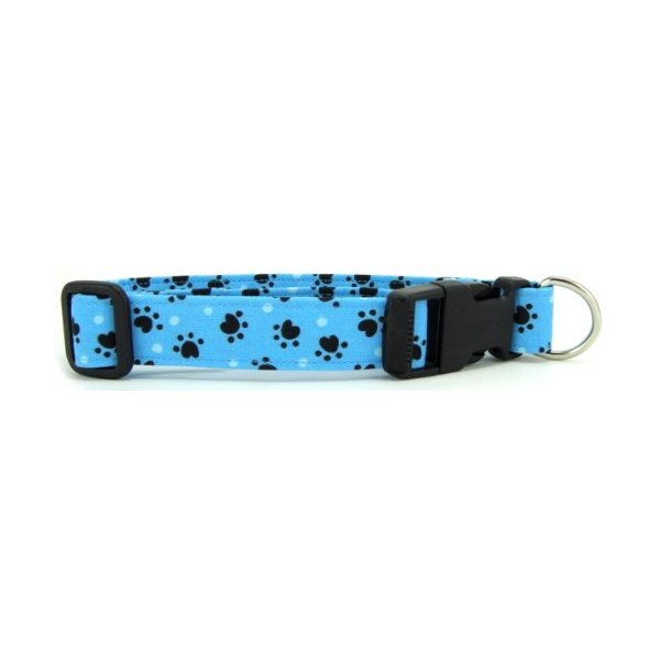 K9 Bytes Aqua Heart Paws Soft Adjustable Dog Collar with Quick Release Buckle Medium