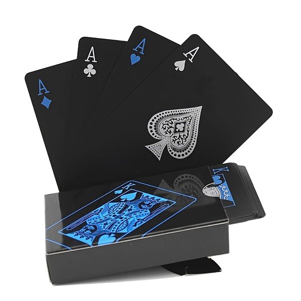 1pc Waterproof Plastic Poker Playing Cards PET Table Games Halloween/Thanksgiving Day (Blue x Silver)