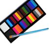 10 Colors Water Activated Face Painting Body Painting Palette, 3 Grids Color Block Palette, Water Based Face Paint Set With Brush, Rainbow Face Paint Makeup For Halloween Cosplay Party (01#)