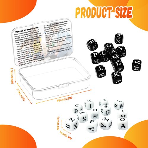 24 Pcs Dice Set, The Crossword Solitaire Game, 6 Sided Dice Crossword Creative Game, Two-Player Parent-Child Interactive Family English Letter Dice Games for Kids Adults