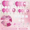Amandir 153pcs Pink Balloon Garland Arch Kit, Different Sizes 18 12 10 5 inch Hot Pink Latex Metallic Confetti Pink Balloons for Birthday Princess Wedding Baby Shower Party Decorations