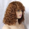 IMAYLI Short Curly Bob Wigs with Bangs for Black Women Human Hair 12 inch Short Black Wigs 180% Density Water Wave Brazilian hair wigs Glueless None Lace Front Wig Natural Color P4/30