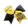 Cheer bows Yellow and black sequin Caution Tumbling in Progress Hair Bow