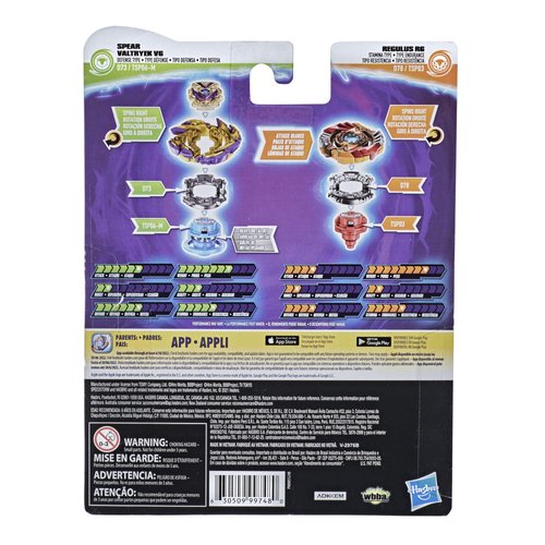 Beyblade Burst Surge Speedstorm Spear Valtryek V6 and Regulus R6 Spinning Top Dual Pack - 2 Battling Game Top Toy for Kids Ages 8 and Up