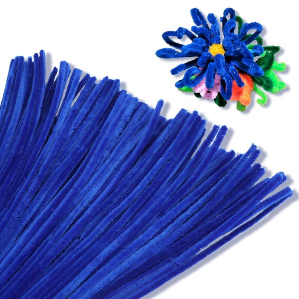 Giwrmu 100 Pieces Pipe Cleaners Chenille Stem, Dark Blue Pipe Cleaners Craft, Fuzzy Sticks Craft Supplies, Colored Pipe Cleaner for Creative Handmade DIY Art Craft Project