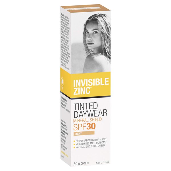 Invisible Zinc Light Tinted Daywear SPF 30+ - Daily Moisturizer with Sun Protection & Sheer Foundation to prevent appearance of Premature aging caused by Harmful UV Rays - 50g