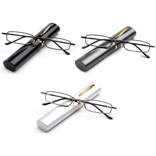 Tube Readers Easy Compact On The Go Small Compact Pen Clip Portable Aluminum Hard Case Classic Spring Hinges Create Your Own Pack