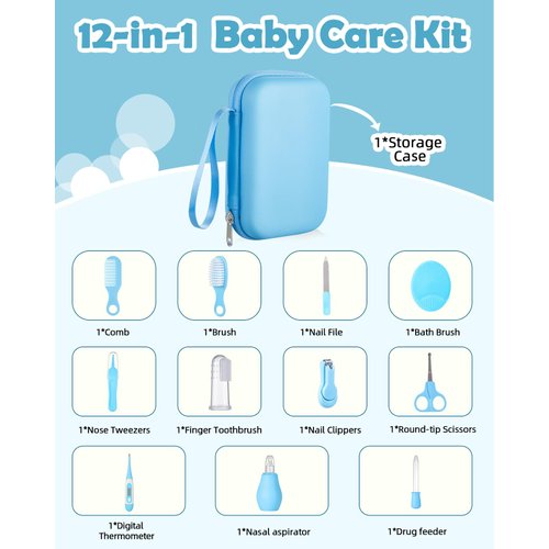 Baby Grooming and Health Kit, Lictin Nursery Care Kit, Newborn Safety Health Care Set with Hair Brush,Comb,Nail Clippers and More for Newborn Infant Toddlers Baby Boys