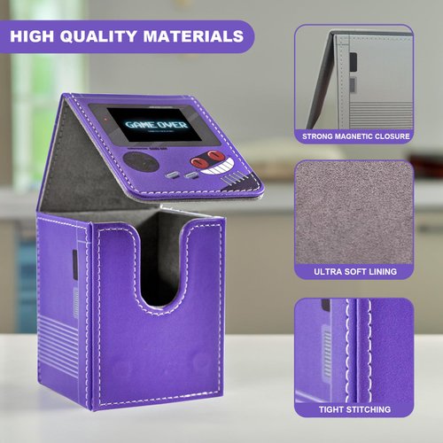 sabermaster Card Deck Box Fits for YGO MTG，100+ Card Storage Box Trading Card Games PU Leather Card Storage Box Premium Card Deck Case (poke 2)