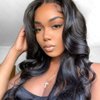 AUOCATTAIL 13x4 Glueless Lace Front Wavy Wig 30 Inch HD Body Wave Lace Front Wigs 150% Density Pre Plucked Black Wig Human Hair Wigs For Women Glueless Wigs