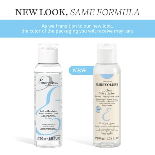 Embryolisse Gentle Micellar Lotion for Face and Eyes. Natural Floral Water Makeup Remover & Cleansing Care With Chamomile, Cornflower & Witch Hazel, 3.38 Fl Oz