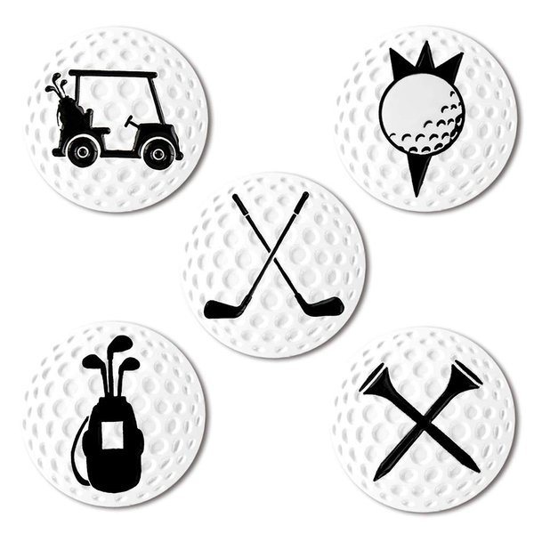 Myartte Creative Golf ball marker Soft Enamel Golf Markers 24.4MM Assorted 5 Pcs (Golf club)