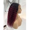 Aikebi Omber Burgundy Curly Human Hair Wig Lace Frontal Closure Deep Human Hair Wig Pre Plucked Pre Cut Lace Frontal Closure Glueless Wigs Elastic Band 200% Density