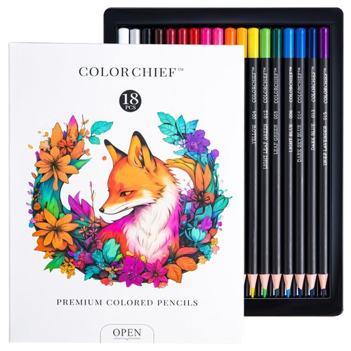 COLORCHIEF Colored Pencils 18 Count Adult Coloring Pencils for Adult Coloring Books Soft Core Coloring Pencils Colored Pencil Set Art Pencils for School Supplies Art Supplies