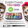ADIS&Guys Face Painting Kit - 12 Professional Split Cake Face Paint Colors with 3 Brushes & 5 Reusable Stencils, Water-Activated Face Paint for Kids & Professional Use, Rainbow Face Paint Palette.