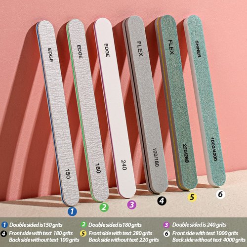 Nail File Buffer, Teenitor Nail Files for Natural Nails and Acrylic Nails, Manicure Buffer Block, Different Grits, Straight