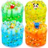 Dauwiaow 4 Pack Jelly Cube Crunchy Slime Kit, Including Blue, Green, Brown and Yellow Clear Crunchy Slime, Soft Non-Stick, for Kids Party Favors Gifts Ideas, Stress Relief Toy for Girls and Boys