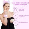 CAVETEE 9 Pcs Spa Headbands for Girls Women, Towel Headband for Washing Face, Face Wash Headband and Wristband Set, Skincare Spa Headband Clean Girl Face