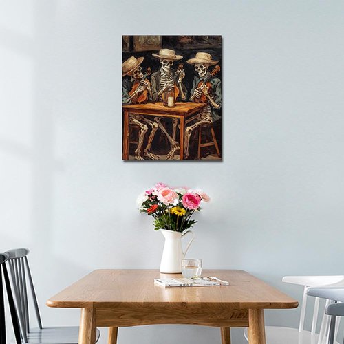 TUMOVO Paint by Numbers for Adults Skeletons Playing Violin Paint Number Kits Cowboy Paint by Number DIY Oil Painting for Adults Kids Paint by Number Kits Home Wall Decoration, 16 x20 Inch