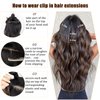 ZRQ Clip in Hair Extensions 4PCS 20 Inch Clip Ins Long Wavy Curly Hair Extension Soft Synthetic Hair Extension Fiber Thick Hairpieces (Natural Black, 20 Inch)