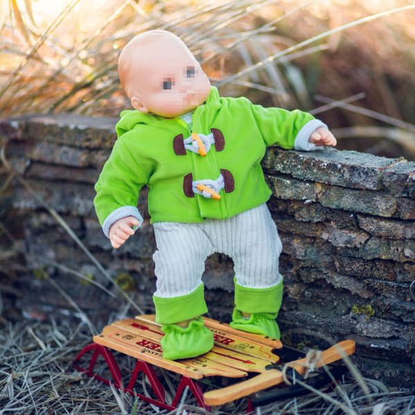 The Queen's Treasures 15 Inch Doll Clothes Designed for Use with Bitty Baby Dolls, Green & Cream Overalls, Shirt, Jacket & Shoes, Compatible with American Girl's Bitty Baby Twins