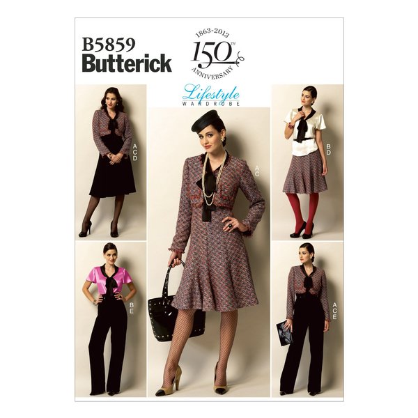 BUTTERICK PATTERNS B5859 Misses' Jacket, Blouse, Skirt and Pants Sewing Template, Size A5