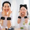 Ondder 6 Pcs Black Spa Headband and Wristband Set Makeup Spa Headband for Washing Face Bubble Skin Care Headbands Face Wash Sponge Puffy Headband Head Bands Hair Accessories for Women Girls