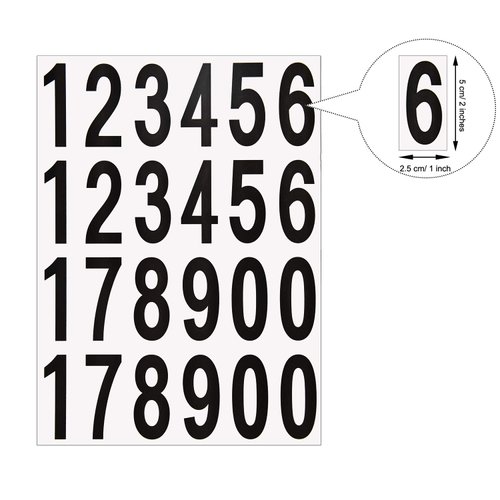 Outus 240 Pieces 10 Sheets Numbers Stickers Mailbox Numbers Self Adhesive Vinyl Numbers for Residence and Mailbox Signs (2 Inch, Black on White)