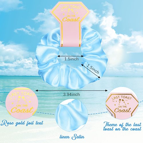 Yuxung 12pcs Satin Bridesmaid Scrunchies Proposal Gifts Elastics Hair Ties Last Toast on the Coasts Bachelorette Party Favors Bachelorette Bag Fillers Bridesmaid Gift White Blue for Wedding Parties
