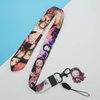 Demon Anime Nezuko Cute Badge Wallet with Lanyard and Keychain, ID Card Holder Purse Pouch with Lanyard Card Case Neck Pouch Wallet Durable Card Holder with Zippers for Students Teens Girls Boys