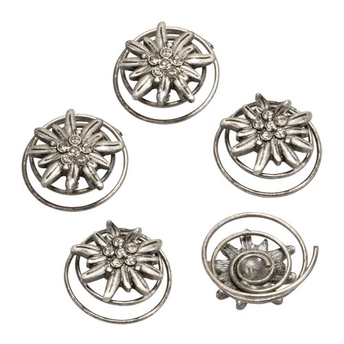Alpenflüstern Trachten Hair Curlies Rhinestone Edelweiss (antique silver coloured) | Traditional German Hair Pin Accessory for Women | Original Bavarian Jewelry for Dirndl Costume Dress & Oktoberfest